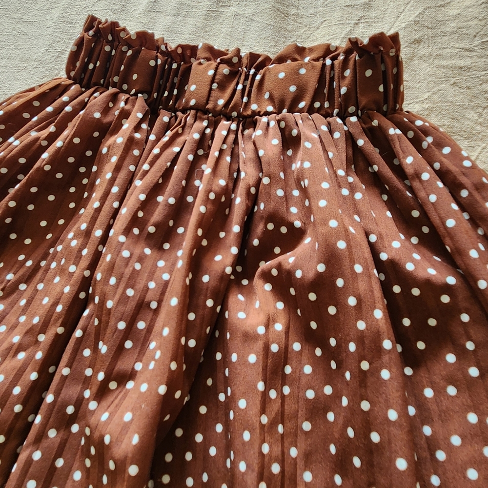 Brown polka dot midi skirt